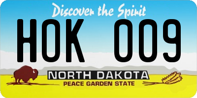 ND license plate HOK009