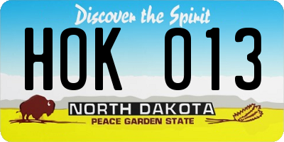 ND license plate HOK013