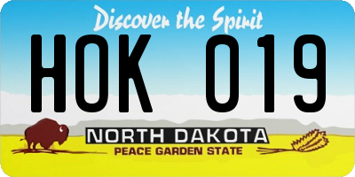 ND license plate HOK019