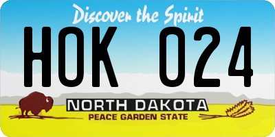 ND license plate HOK024