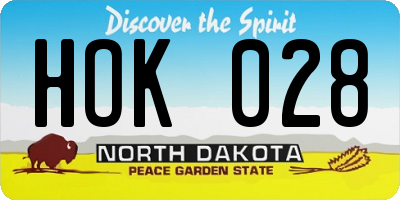 ND license plate HOK028