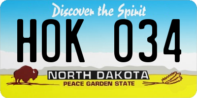 ND license plate HOK034