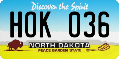 ND license plate HOK036