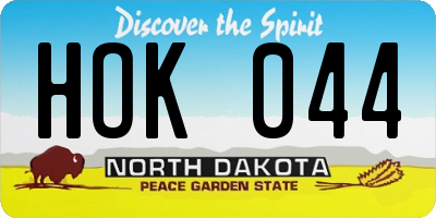 ND license plate HOK044