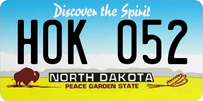 ND license plate HOK052