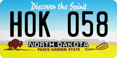 ND license plate HOK058