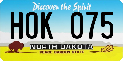 ND license plate HOK075