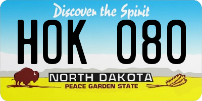 ND license plate HOK080