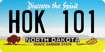 ND license plate HOK101
