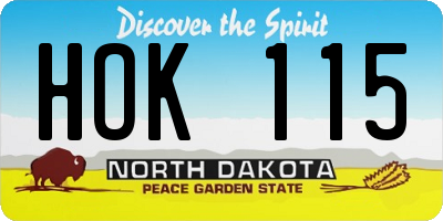 ND license plate HOK115