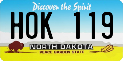 ND license plate HOK119