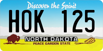 ND license plate HOK125