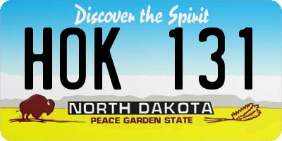 ND license plate HOK131