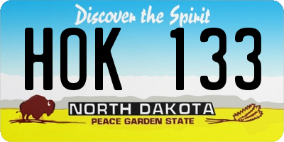 ND license plate HOK133