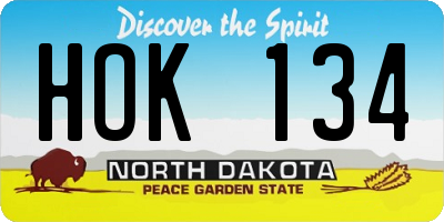 ND license plate HOK134