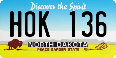 ND license plate HOK136