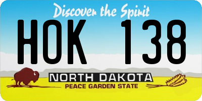ND license plate HOK138