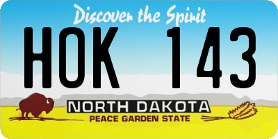 ND license plate HOK143