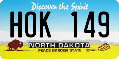 ND license plate HOK149