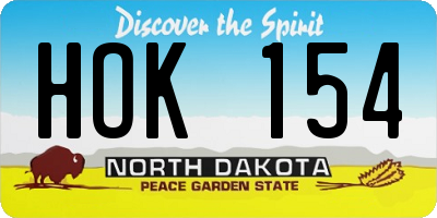 ND license plate HOK154