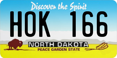 ND license plate HOK166