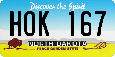 ND license plate HOK167