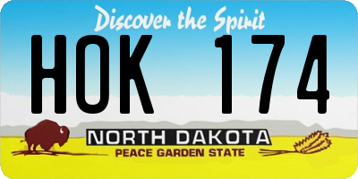ND license plate HOK174