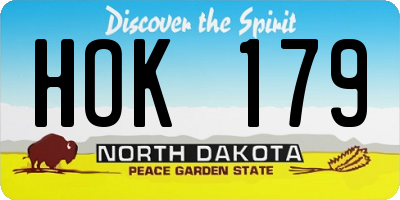 ND license plate HOK179