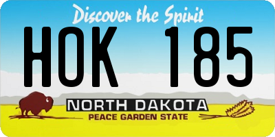 ND license plate HOK185