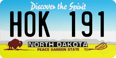 ND license plate HOK191