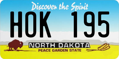 ND license plate HOK195