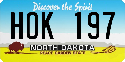 ND license plate HOK197
