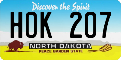 ND license plate HOK207