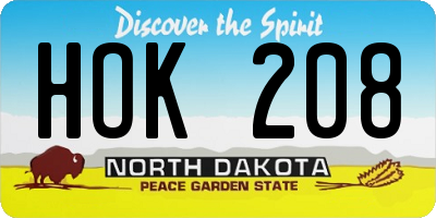 ND license plate HOK208