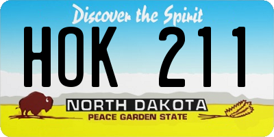 ND license plate HOK211