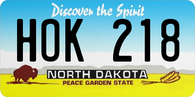 ND license plate HOK218