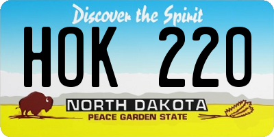 ND license plate HOK220