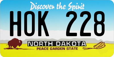 ND license plate HOK228