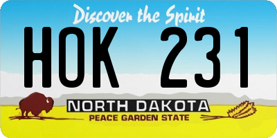 ND license plate HOK231