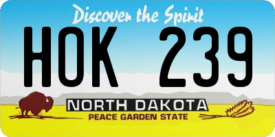 ND license plate HOK239