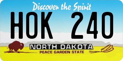 ND license plate HOK240