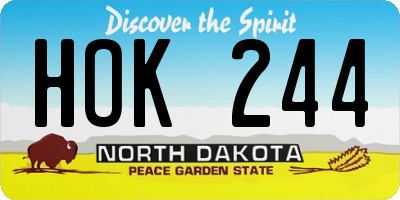 ND license plate HOK244