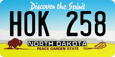 ND license plate HOK258