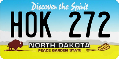 ND license plate HOK272