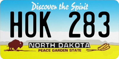ND license plate HOK283