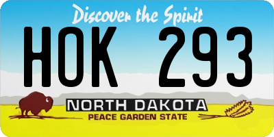 ND license plate HOK293