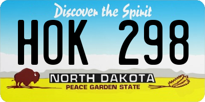 ND license plate HOK298