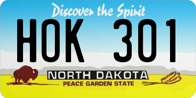 ND license plate HOK301