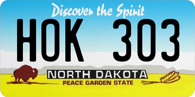 ND license plate HOK303