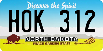 ND license plate HOK312